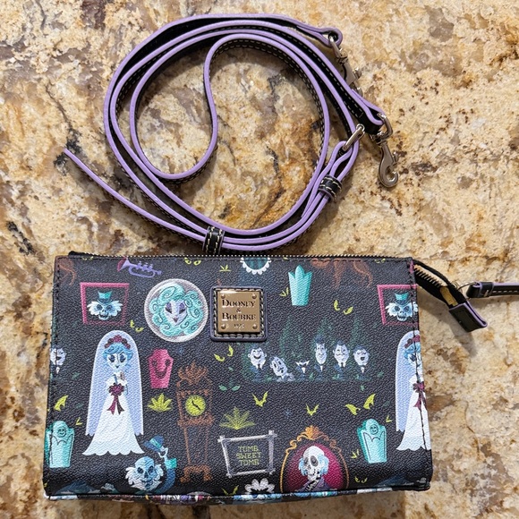 Dooney & Bourke Handbags - Dooney & Bourke Haunted Mansion, Disney, with crossbody strap - Black and Purple
